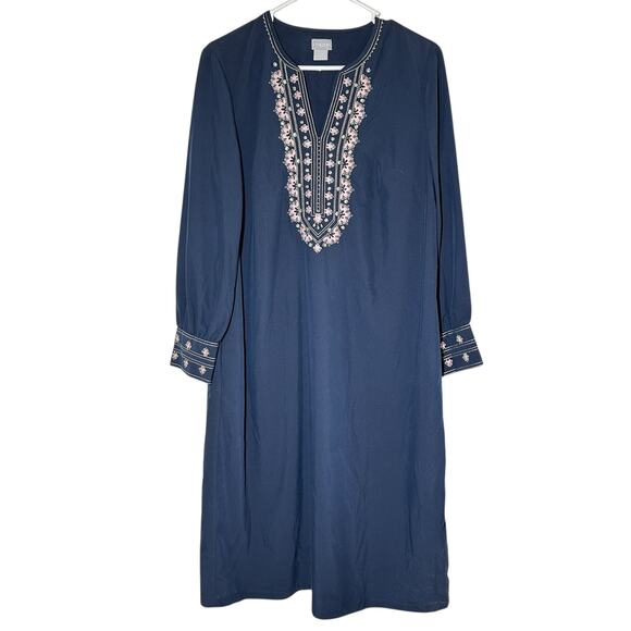 Chico's Dresses & Skirts - Chicos Dress Womens 1 Blue Pink Tunic Beaded Hippie Boho Peasant Coastal Resort